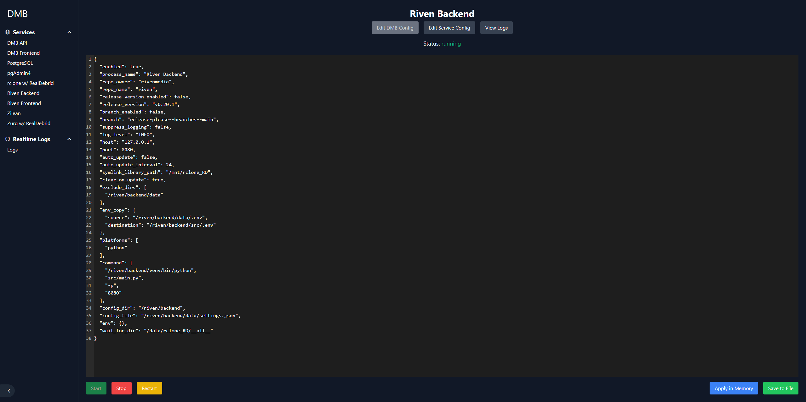 Edit DUMB Config