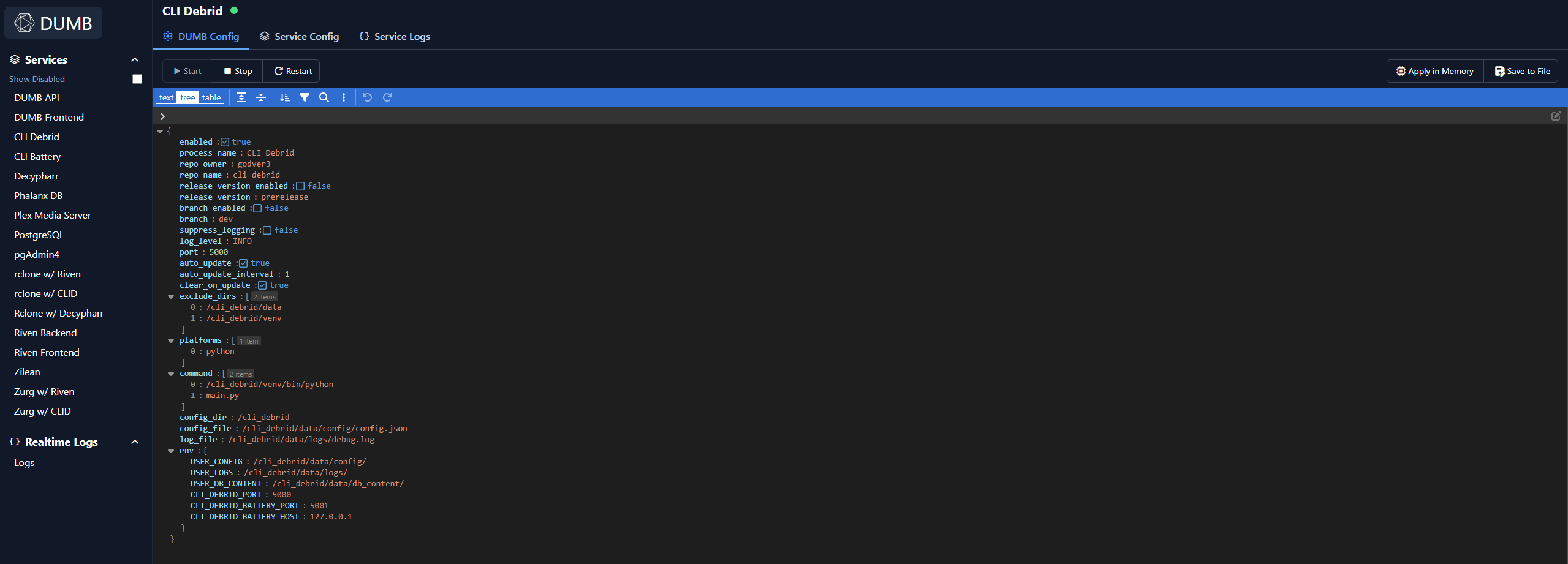 Edit DUMB Config