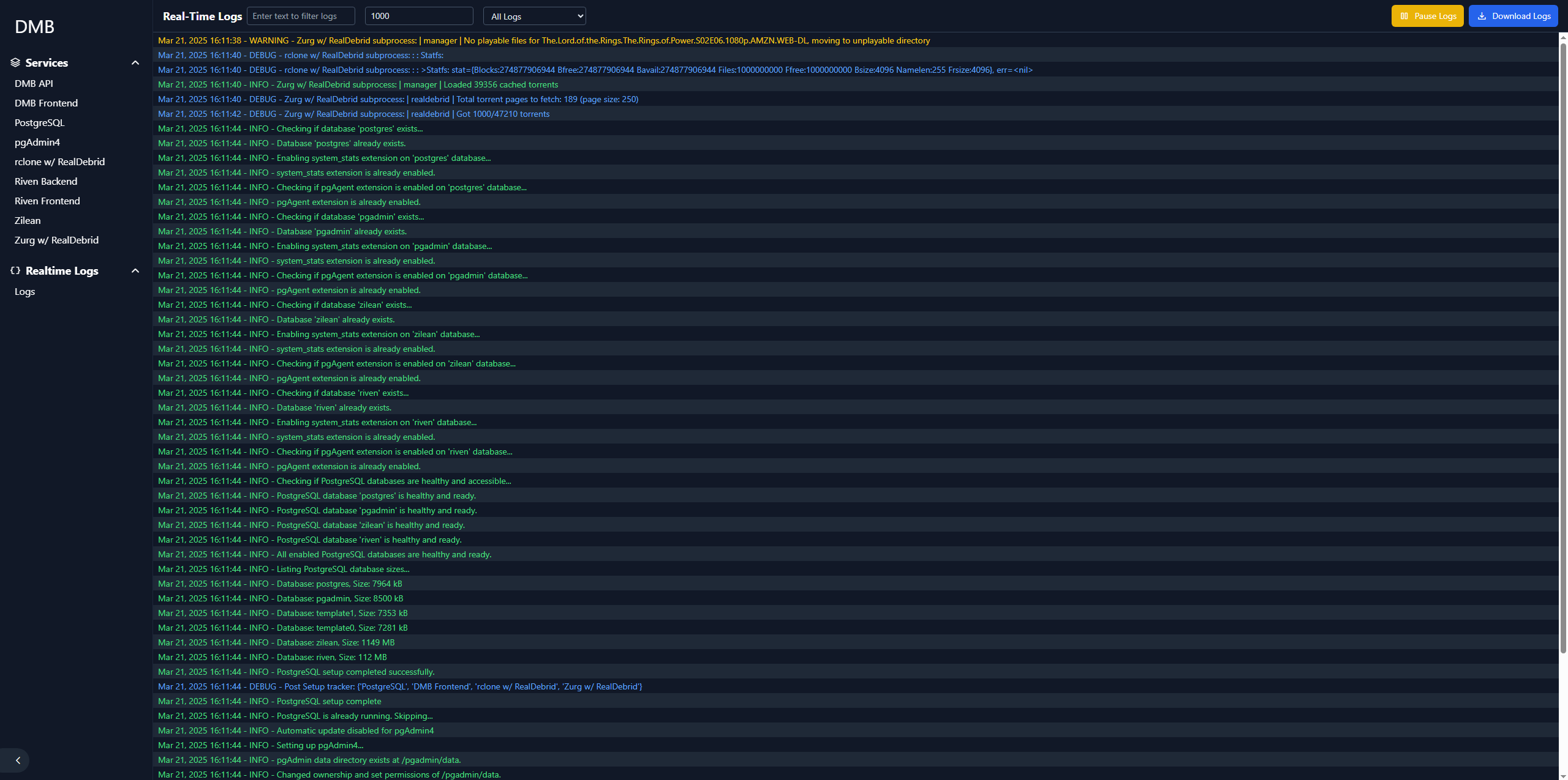 Real-Time Logs