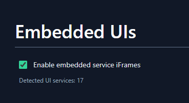 Embedded UI settings