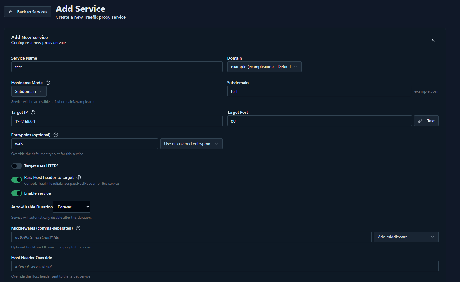TPA add service form